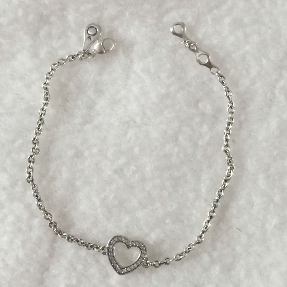 17 18 19 20cm Pandora SYMBOL OF LOVE Bracelet Heart Retired - Picture 3 of 3